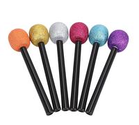QCSTORE 6 Piece Multicoloured Glitter Microphone Props, Funny Stage Microphone Toy for Party Favors for Birthday Parties and Costume Events, Artificial Plastic Set for