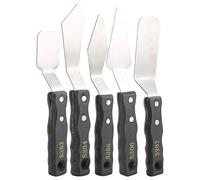 QCSTORE Artist Paint 5pcs, Versatile Stainless Steel Palette Spatula with Black Wood Handles for Various Painting Techniques, Great