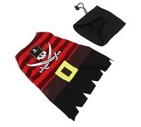 QCSTORE Pet Pirate Costume for Dogs and Cats, Comfortable Machine Washable Halloween Party Costume, Skin-Friendly Polyester, Hat Included (L)