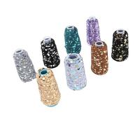 QCSTORE Sequin Shimmering Cotton Yarn with Sparkling Thread Crochet String for Crafts Knitting, 8 Pcs Sequin Yarn Set, 55 Yard 6mm 3mm Sequins, Summer Weaving Projects