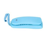 QCSTORE Slim Line Corded Phone with Redial and Anti Interference Thunder for Home or Office, Hotel Use, ABS Material, 200x60x55mm Size (Blue)