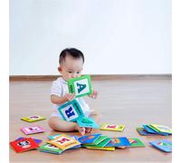 QCSTORE Soft Alphabet Learning Cloth Book with Cloth Bag for Kids Early Education ABCs Learning, Washable Fabrics, for 0-6 Years Old (Blue)