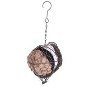 QCSTORE Stainless Steel Heart Shaped Bird Nesting Ball Holder Refillable Felt Bird Nesting Material for Hanging Garden Decor