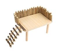 QCSTORE Wooden Hamster Climbing Platform Fun Exercise Accessory for Sugar Gliders and Golden Bears with Safety Fence and Easy Installation (Universal)