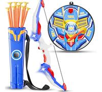 QCTOYS Kids Bow and Arrow Set - LED Light Archery Set with Adjustable Bowstring 10 Suction Cup Arrows 2 Targets and Quiver, Indoor Outdoor Archery Sport Toys for Kids Age 4-12 Birthday XMas Gifts