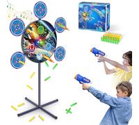 QCTOYS Space Electronic Target Toys for Boys Age 4-12 Years Old Shooting Games with Light Sound Effect 2 Gun Toys 40 Foam Darts Shooting Target for Nerf Kids Gifts Halloween Christmas