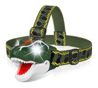 QCTOYS T-Rex Headlamp - LED Head Torch for Kids 3 Modes Flashlights Camping Accessories | Dinosaur Toys for Boys Outdoor Indoor Kids Toys Reading Running Hiking Fishing Gifts Stocking Stuffers