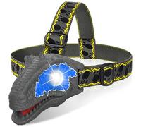QCTOYS Velociraptor Headlamp - Realistic Dino Design with Roaring Sound 2 Lighting Modes Adjustable Headband Dinosaur LED Head Torch for Camping Hiking Reading | Stocking Stuffer Gift for Kid Age 3-12
