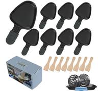 QcuGvy Non-Stick Cast Iron Raclette Pan Set of 4 with 4 Spatula Accessories for Raclette Grill, Black, Triangle