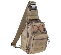 Qcute Tactical Backpack, Waterproof Military Cross-body Molle Sling Shoulder Backpack Chest Bag for Outdoor Every Day Carry (khaki)