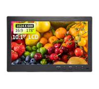 Qcvoruno 10.1" LCD Security Monitor & Screens, 1024 x 600 Resolution, BNC/AV Input, Portable Monitor with Two Built-in Speakers, Suitable for TV, CCTV, DVD, CCD