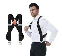 QCWQMYL 2" Wide Side Clip Men Suspenders Heavy Duty Clips Elastic Straps Trucker Style Suspenders for Men Big and Tall, 5cm/B5/Black, Tamanho Único