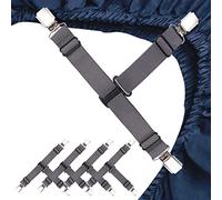 QCWQMYL Fitted Sheet Straps 4 PCS Sturdy Bed Sheet Clips Keeping Sheets in Place Sheet Suspenders Fitted Sheet Clips Grey