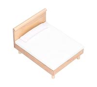 Qcwwy 1:12 Dollhouse Double Bed Oak Mini Furniture Furniture for Decoration of the Home House, Including the Mattress and Pillow, Which Is Adapted to the Doll Bedroom