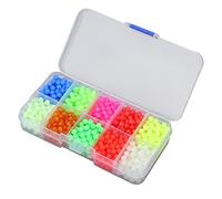 Qcwwy 1000Pcs Box Plastic Round Beads Lightweight Soft Beads for Steelhead Fishing Luminous and Reusable Outdoor Fishing Accessory Bait
