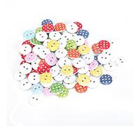 Qcwwy 100Pcs Wooden Buttons 15mm Polka Dot Sewing Buttons for Kids Clothes Decoration Scrapbooking Card Making Garment Materials