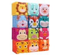 Qcwwy 12 Pcs Bocks Ancatement Ancatement Animal Faures PreTouels for Cognitive Development Adapted to Infants and Toddlers