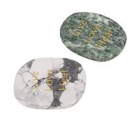 Qcwwy 12PCS Engraved Crystal Stones Highly Polished Natural Gemstone Thumb Worry Stones with Motivational Words for Anxiety Relief Meditation Decor Gifts