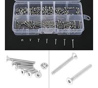 Qcwwy 230pcs M2 Stainless Steel Flat Head Screw Nut Assortment Kit with Box for Industrial Use