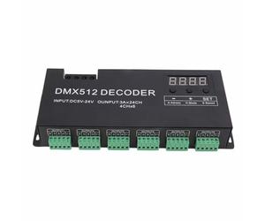 Qcwwy 24 Channel Decoder, Digital LED DMX512 Controller with Synchronization for Stage Lighting and Outdoor LED Projects