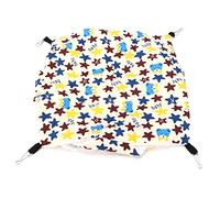 Qcwwy 3 Layer Small Pet Hammock with Cotton Plush Interior and Fixed Accessories for Hamster Squirrel Sleeping Bag Cage Toy, Machine Washable Soft Comfortable (cartoon stars)