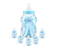 Qcwwy 30pcs Baby Candy Bottles, Cute Milk Bottle Shape with Elegant Bow Knot and Shiny Bear, for Christmas Favors Baby Shower Wedding Party Decoration (Blue)