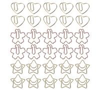 Qcwwy 30Pcs Gold Heart Star Shaped Paper Clips Decorative Bookmark Page Marker Clips for Office School Students with High Strength Iron Metal Material for File Classification School