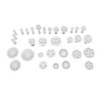 Qcwwy 33 Piece Fondant Cutters, Fondant Cake Mould Sugarcraft Flower Leaf Heart Shape Decorating Mold Cooking Tool Kitchen Utensils