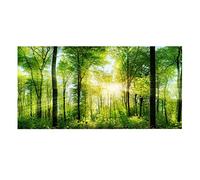 Qcwwy 3D Effect Forest Poster, PVC Modern Aquarium Forest Pattern Sticker with Self Adhesive Desktop Tanks Poster Suitable for Aquarium Fish Tank Decorations (122 * 50cm)