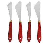 Qcwwy 4 Pcs Palette Knife Set, Wooden Handle | Pull Knife Design, Simple Mixing Spreading Applying Color, Comfortable Grip for Extended Use, for Artists Beginners