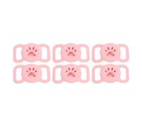 Qcwwy 6Pcs Cute Pet Collar Holder, Silicone Lightweight Anti Loss Full Body Collars Holder Compatible with Pet Tracker Collar 6x 3.5cm (Roseate)