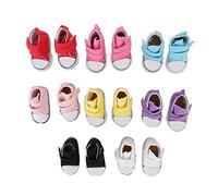 Qcwwy 8 Pairs Doll Canvas Shoes, Assorted Colors Anti Slip Plimsolls Antiwear Fabric Doll Shoes Suitable for Finger Dances Finger Skateboarding Keychain Decoration