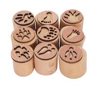 Qcwwy 9Pcs Round Wooden Print Stamp Set, Wooden Animal Stamps for Decorating Cards Wrapping Paper Journals Planners Decorative Animal Stamps for DIY Craft Card
