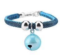Qcwwy Adjustable Japanese Nylon Pet Collar Necklace with Bell for Wedding Party Birthdays Photoshoot, Cute Accessories for Cats (Jian Lan)