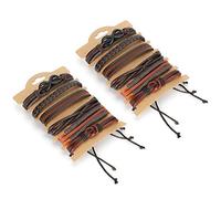 Qcwwy Bangle H Icrafts PU Leather Hemp Rope Wax Thread Woven Design Stackable Wristbands for Men Women Unisex Jewelry Braided Bracelet Set 12 Pcs 2 Layer Cowhide Crafts