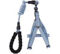 Qcwwy Basic Halter Harnesses Dog Collars Leashes Style Harness with Foam Handle for Walking Running Training Outdoor Adventures Dog Harness and Leash Set EscapeProof Vest Dogs (L (suitable for 15-45