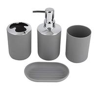 Qcwwy Bathroom Accessories Set, 4pcs Plastic Storage Cup Rinse Cup Dish, with Electroplating Technology, for Modern Bathroom Decoration (Grey)