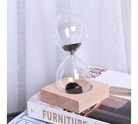 Qcwwy Beautiful Magnetic Hourglass with Base for Home Decor Ornament Living Room Bedroom Office Desktop Glass + Wood + Iron Powder