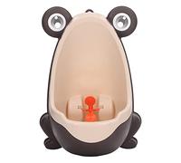 Qcwwy Boys Pee Training Urinal with Engaging Animal Shape and Aiming Game Feature Portable Plastic Wall Mounted Children Urinal for Kids Potty Training (Coffee)