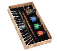 Qcwwy Business Signature Pen Set Dip Pen Kit 24x13.5x4.3cm Flat Round Nibs Signature Dip Office Supplies (SP249045 fire color (fire color rod + fire color)