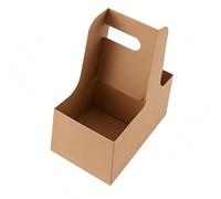 Qcwwy Cake Boxes Other Packaging 2 Cup Drink Carrier with Handle 20pcs Kraft Paperboard Cup Holder Portable Drink Caddy Carriers for Hot or Cold Drinks Coffee Carrier Food Delivery (1 Set)