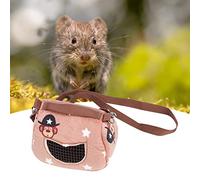 Qcwwy Carriers for Small Pets Guinea Pig Squirrel Chinchilla with Grid Window Shoulder Strap 3 Sizes Coffee Flannelette Pet Carrier Bags (Small 26x5cm)