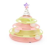 Qcwwy Cat Ball Toy Roller 3 Levels Sturdy Construction Easy to Clean Interactive Turntable Track Toy for Active Cats (Type 4)