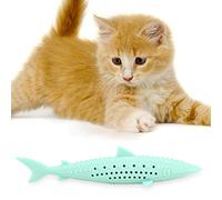 Qcwwy Cat Catnip Molar Fish Toy Rebound Filling Simulation Teeth Cleaning Toy for Home Alone Cats Purple (Green)