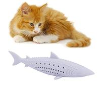 Qcwwy Cat Catnip Molar Fish Toy Rebound Filling Simulation Teeth Cleaning Toy for Home Alone Cats Purple (Purple)