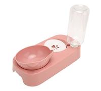 Qcwwy Cat Daily Goods for Cats Tilted Raised Bowl Detachable Cat Dish Double Dog Bowl with Automatic Gravity Water Dispenser Pet Feeder for Small or Medium Dogs Cats Puppy Kitten Food (Pink)