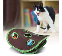 Qcwwy Cat Toy Interactive Popup Open Mouse Hunt Toy for Multiple Cats, Canvas Foldable with Bell Ball for Funny Pet Hunt Activities