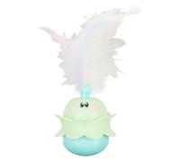 Qcwwy Cat Toys Feather Toy Self Righting with Weighted Base for Interactive Play Anxiety Relief Automatic Rotating Cat Toy Electric (Blue Green)