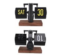 Qcwwy Classic Mechanical Flip Down Clock Automatic Flip Calendar Clock Battery Powered Large Number Digital Mechanical Desk Desktop Calendar Day Date Display Table (Black)