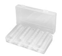 Qcwwy Clear Storage Box Storage Boxes for Collector with Half Moon Opening Dust Rust Proof Transparent Plastic Container for Australian Clear Box 60 Pieces 41mm Capsules